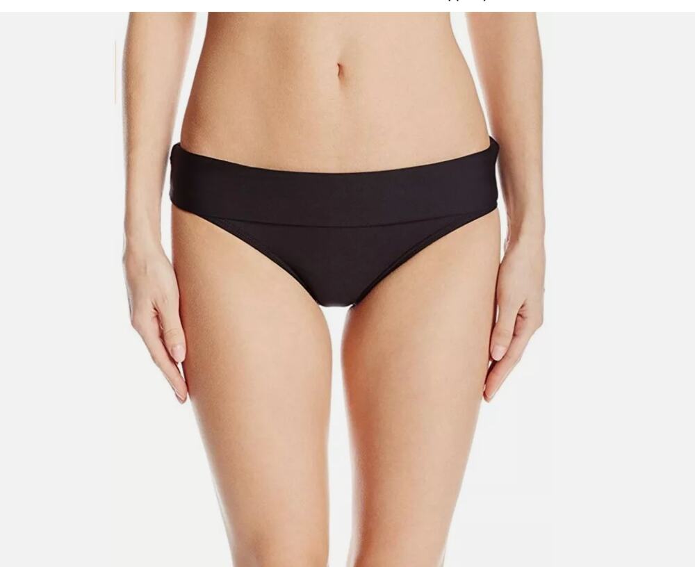 Splendid Women's 243649 Black Stitch Solid Banded Bikini Bottom Swimwear Size XS